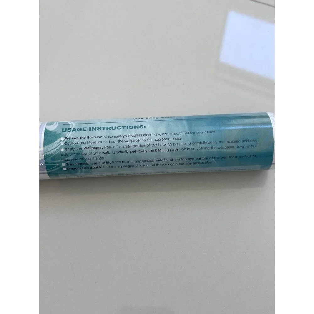 Peel Stick Wallpaper Contact Removable Boho Modern Blue White 17.3